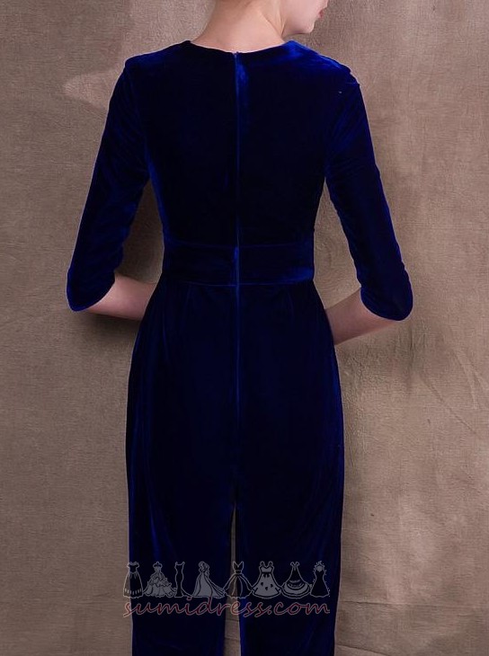 3/4 Length Sleeves Natural Waist Suit Zipper Up Ankle Length Summer Evening Dress