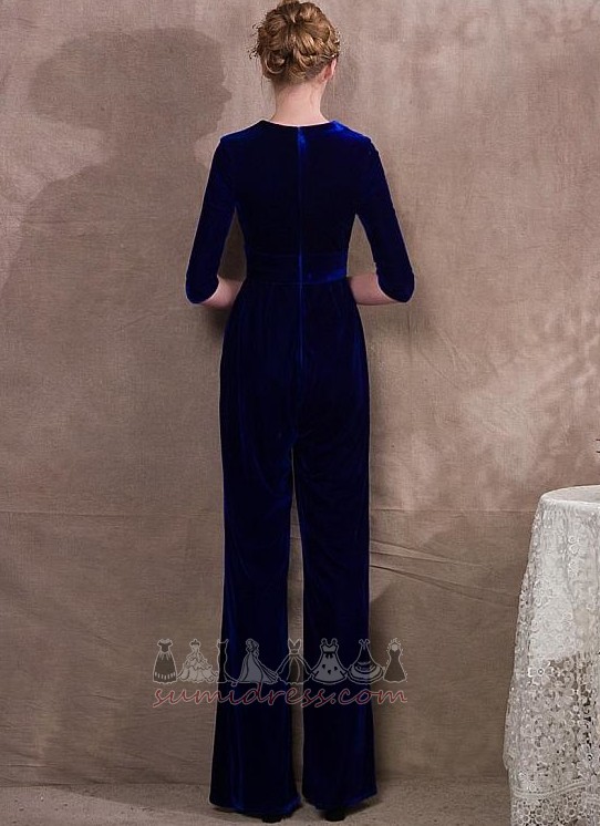 3/4 Length Sleeves Natural Waist Suit Zipper Up Ankle Length Summer Evening Dress