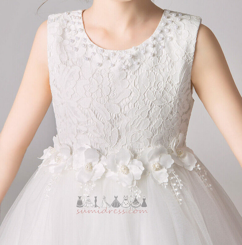 A-formet Kort lengde Bow dekorasjon Våren Tyll Ferie Blomst jente kjole,Blomst jente kjole