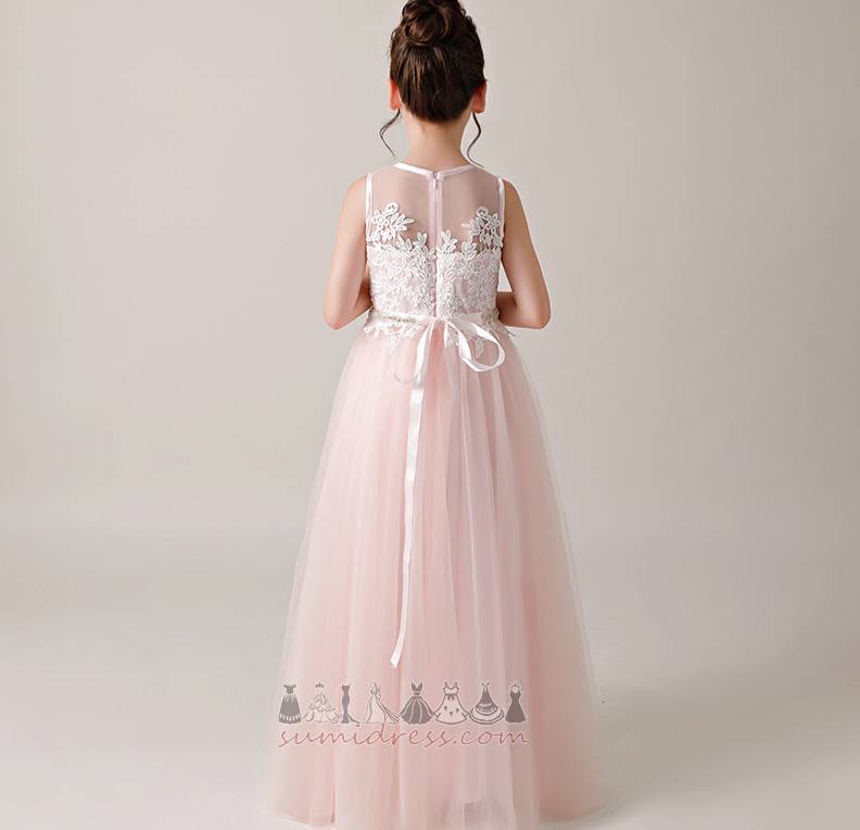 A-formet Profilering Bow dekorasjon Glidelås Gulvlengde Våren Blomsterpike kjole