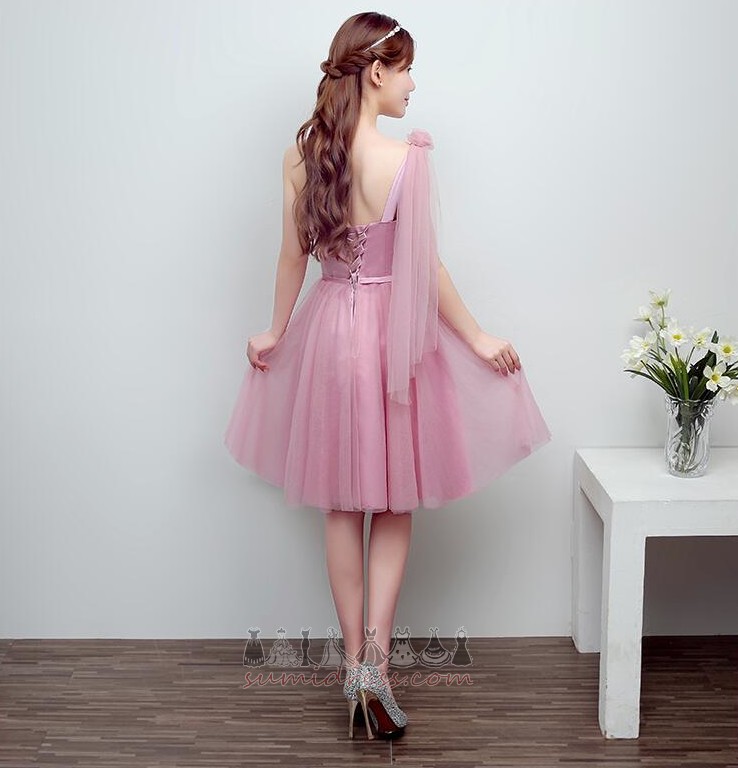 A-Lijn Bloemen Knie-Length Asymmetrische Hals Zomer Natuurlijk Bruidsmeisje jurk