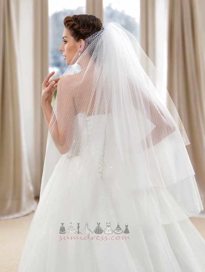 A-Line Court Train Draped Lace Long Sleeveless Wedding Dress
