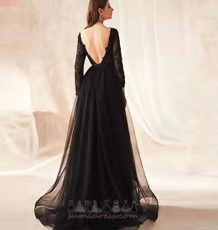 A-Line Dlouhý formální nášivka S hlubokým výstřihem Krajka Večerní šaty