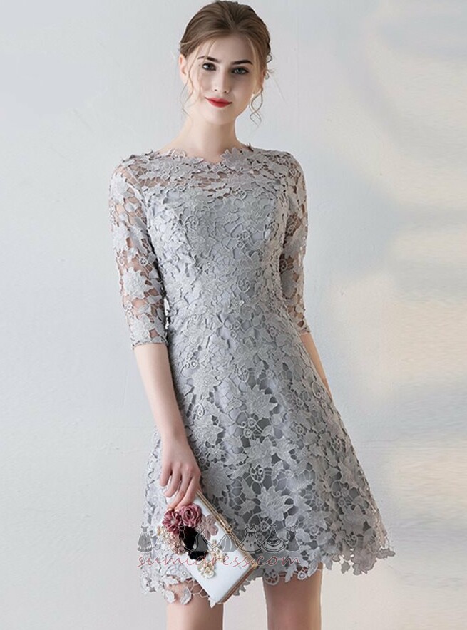 A-Line Elegant Jewel Lace Lace Overlay Natural Waist Cocktail Dress
