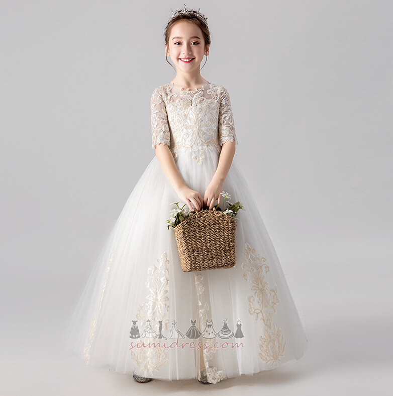 A-Line Elegant T-shirt Ankle Length Jewel Medium Communion Dress