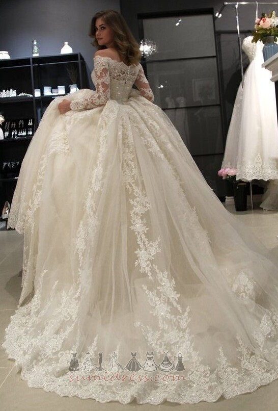 A-Line Elegant T-shirt Beading Zipper Up Satin Wedding Dress