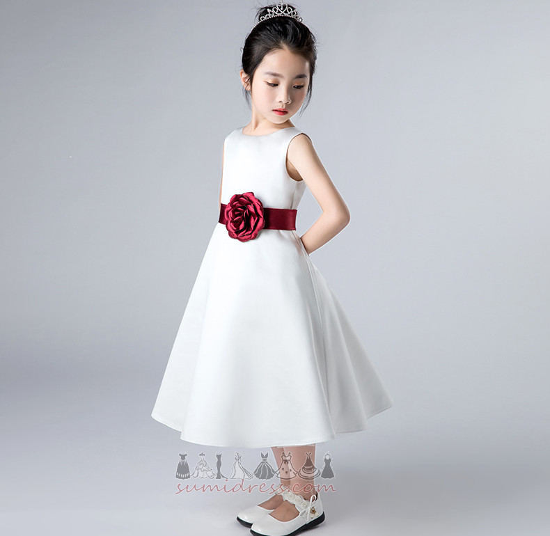 A-Line Formal Sleeveless Zipper Up Jewel Satin Flower Girl Dress
