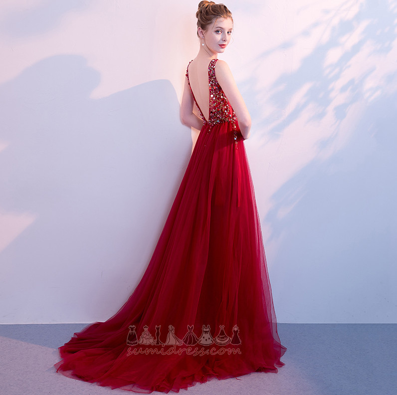 A-Line Long Wedding Natural Waist Multi Layer V-Neck Evening gown