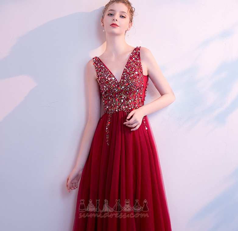 A-Line Long Wedding Natural Waist Multi Layer V-Neck Evening gown