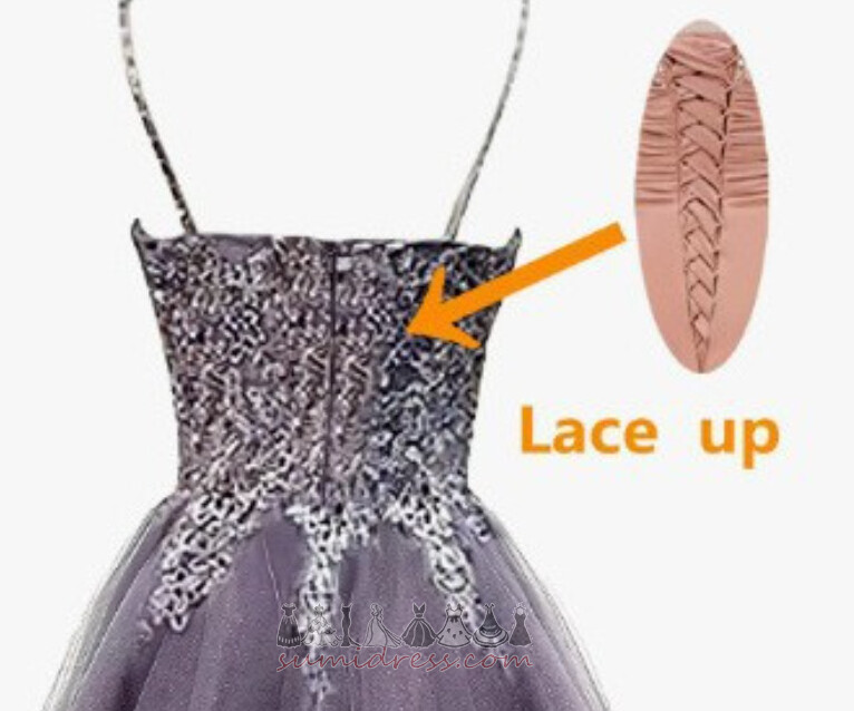 A-Line Natural Waist Sale Lace-up Spaghetti Straps Tulle Cocktail Dress