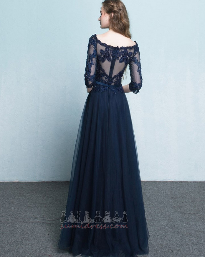 A-Line Off Shoulder Beading Elegant Fall Natural Waist Evening Dress