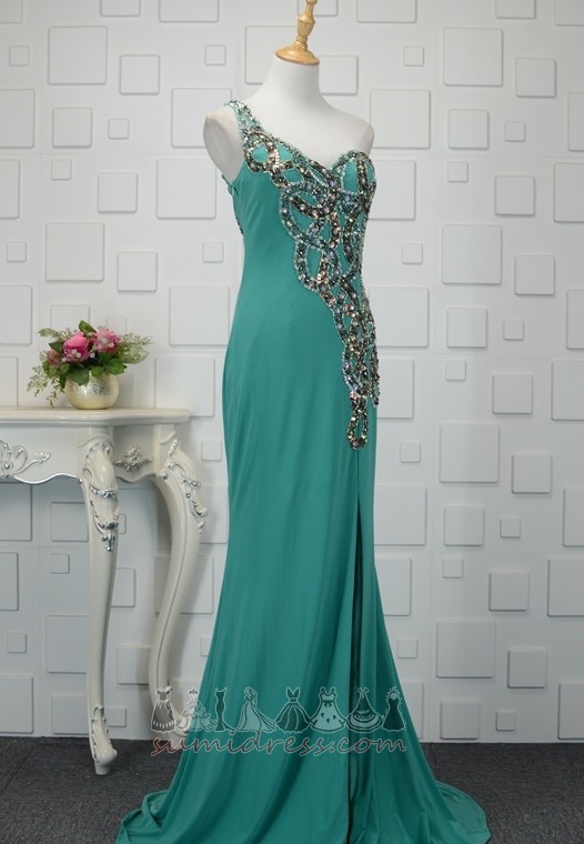 A-Line One Shoulder Sleeveless Mid Back Luxurious Natural Waist Evening Dress
