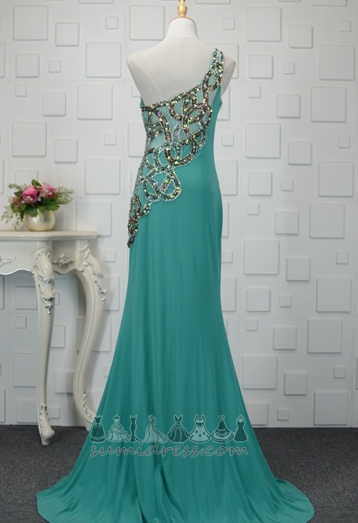 A-Line One Shoulder Sleeveless Mid Back Luxurious Natural Waist Evening Dress