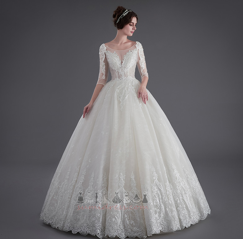A-Line Outdoor Fall 3/4 Length Sleeves Embroidery Natural Waist Wedding skirt