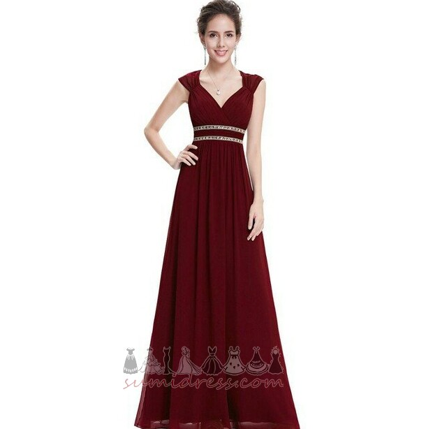 A-Line Sleeveless Chiffon Natural Waist V-Neck Elegant Evening Dress
