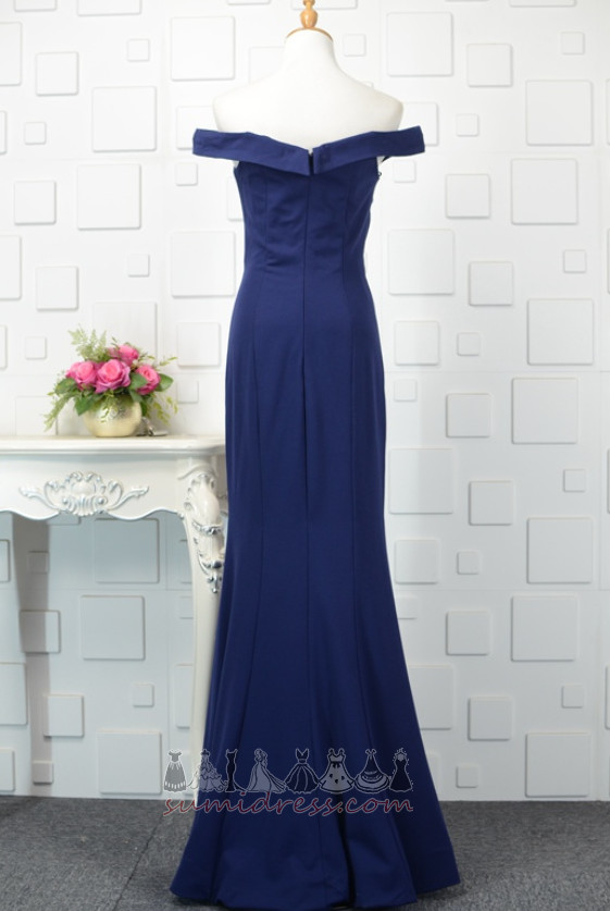 A-Line Sleeveless Mid Back Natural Waist Sweep Train Off Shoulder Evening gown