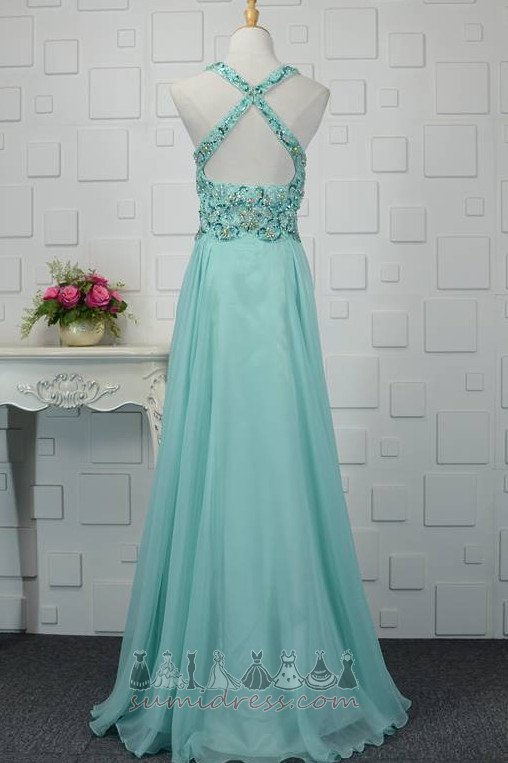 A-Line Spring Natural Waist Jewel Bodice Wedding Triangle pleat Evening Dress
