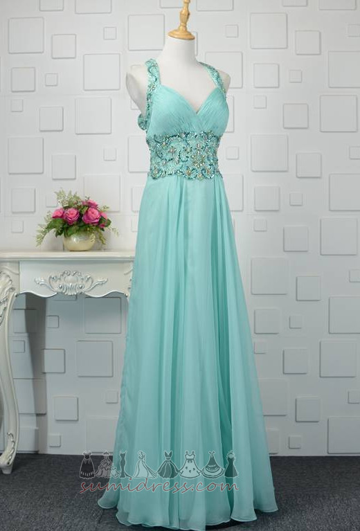 A-Line Spring Natural Waist Jewel Bodice Wedding Triangle pleat Evening Dress
