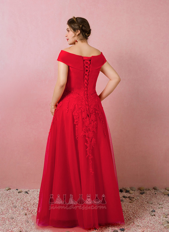 A-Line Tulle Ankle Length Lace-up Sweep Train Elegant Prom Dress