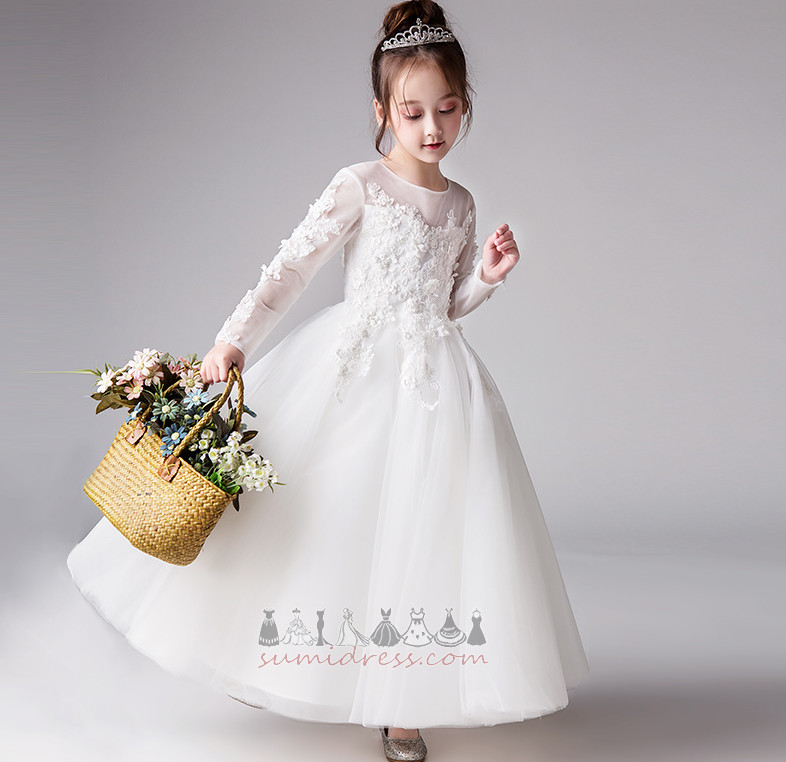 A-Line Tulle Lace Overlay Jewel Formal Zipper Up Little girl dress