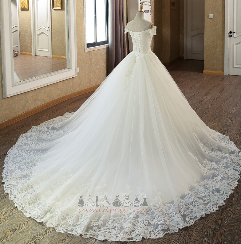 A-Line Vintage Lace Overlay Long Medium Lace Wedding Dress