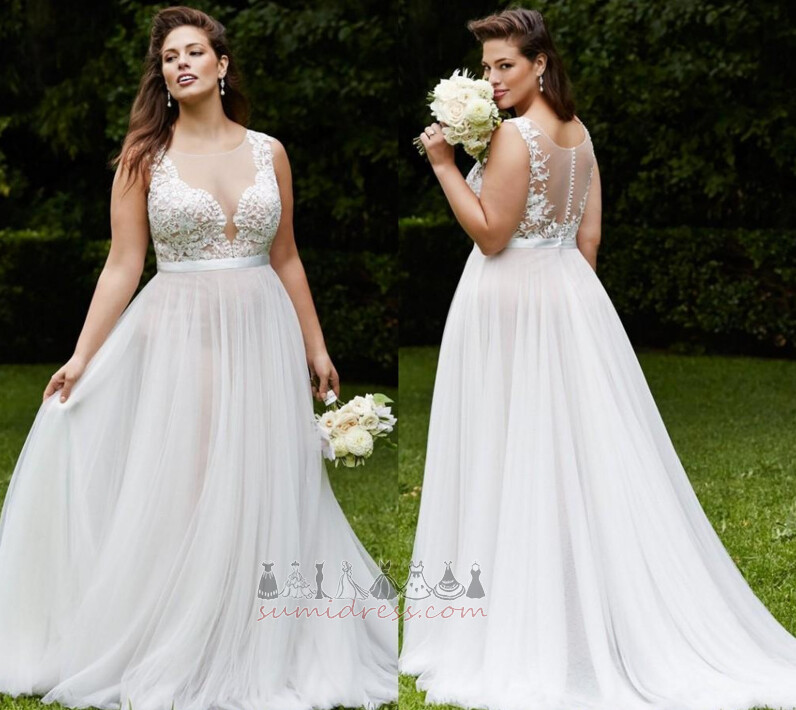 A-Linie Apfelförmig Spitze Ärmellos Tiefer V-Ausschnitt Elegante Braut Kleid
