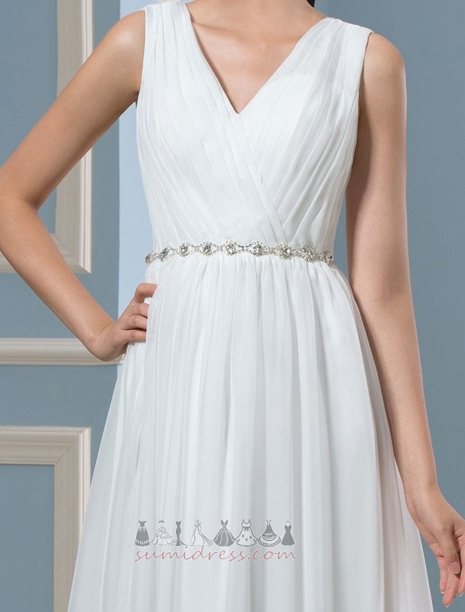 A-Linie Schlicht Natürliche Taille Mittelgröße Perlen Falte Mieder Hochzeitskleid