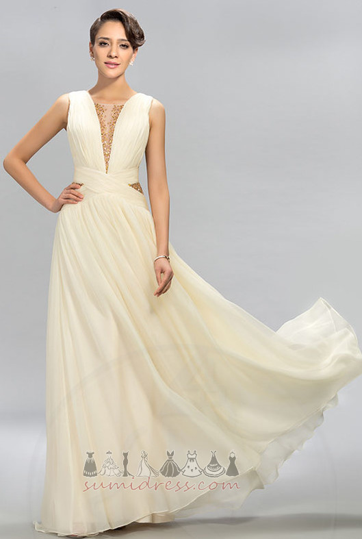 A-linje Ankel længde Rygløs Chiffon Elegant Draped Aften kjole