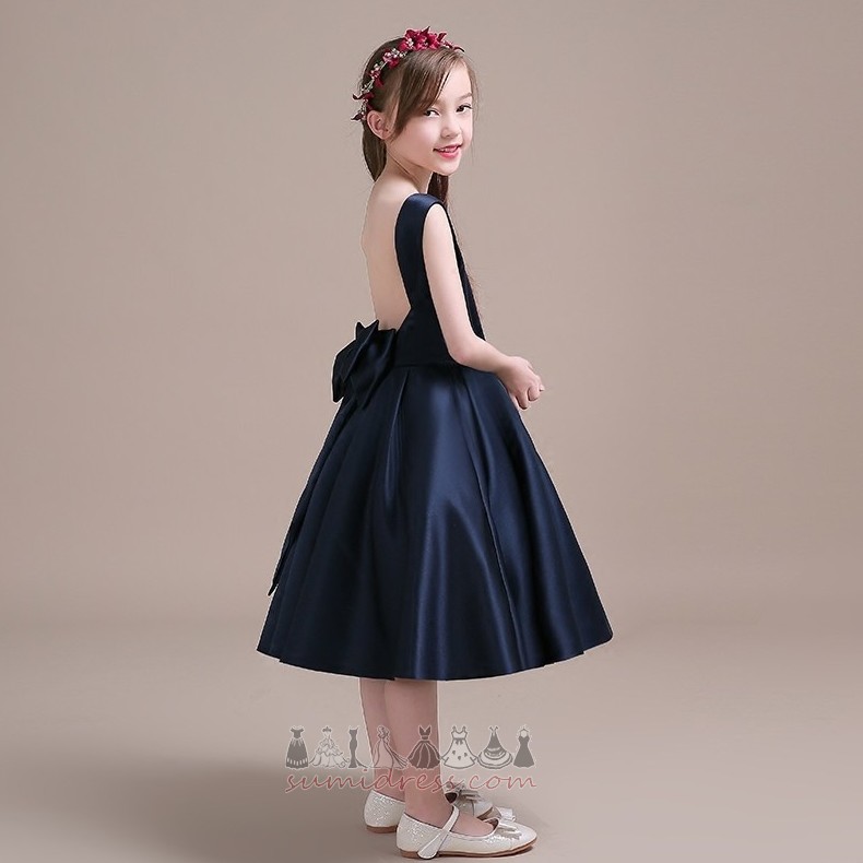 A-linje Uden ærmer Te-længde Sløjfeknude Satin Naturlig Talje lille pige kjole