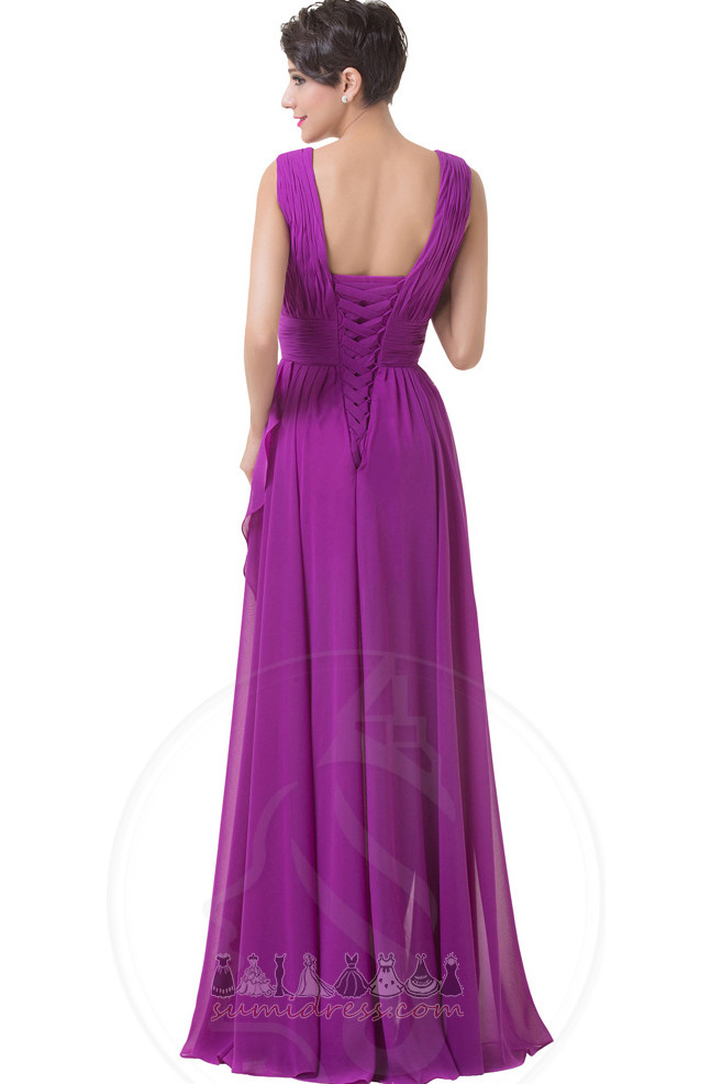 A-linje V-hals Bold Elegant Naturlig Talje Chiffon Fest kjole
