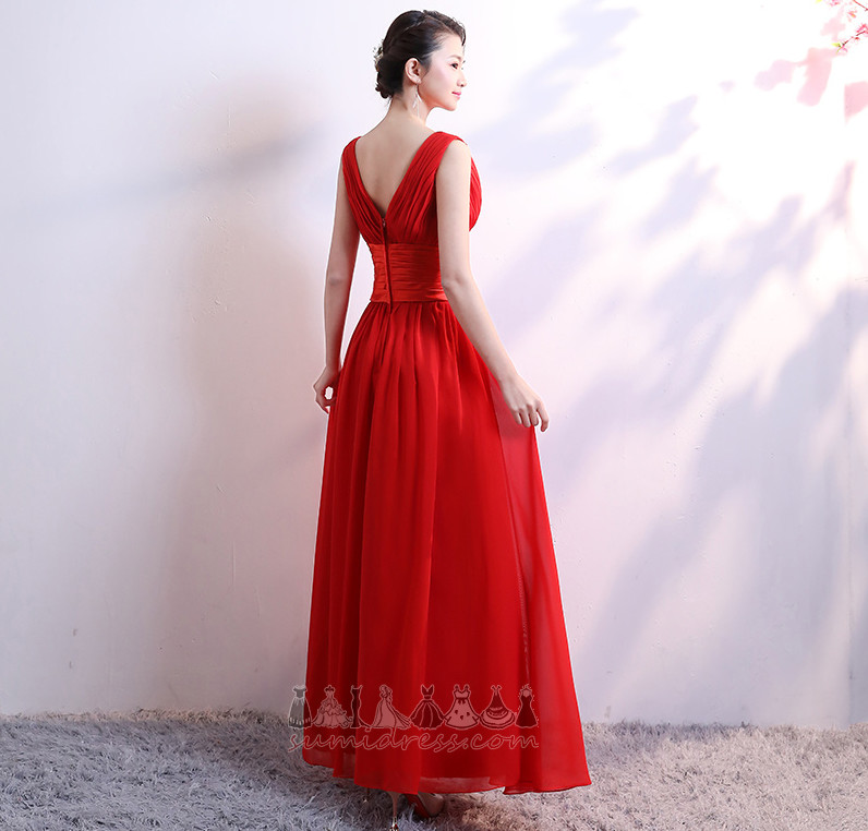 A-linjeformat Bow Ärmlös Sommar Chiffong Elegant brudtärna klänning