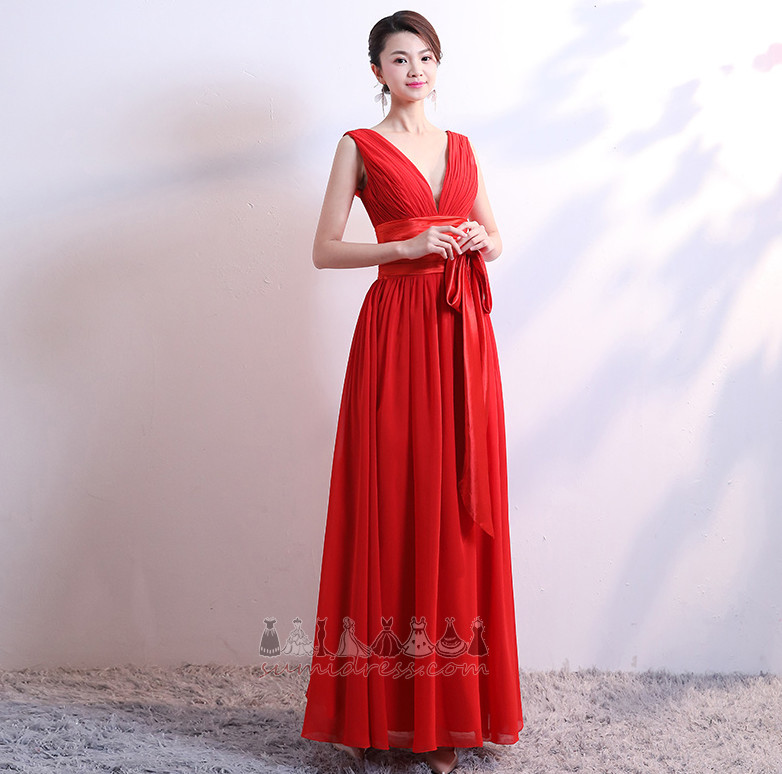 A-linjeformat Bow Ärmlös Sommar Chiffong Elegant brudtärna klänning