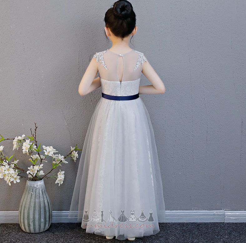A-linjeformat Elegant Fotled längd Natural Midja Ärmlös Appliqués liten flicka klänning
