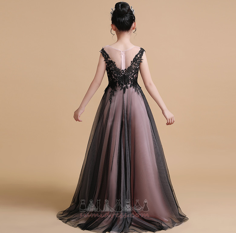 A-linjeformat Fotled längd Spets Natural Midja Medium Elegant Blomma flicka klänning