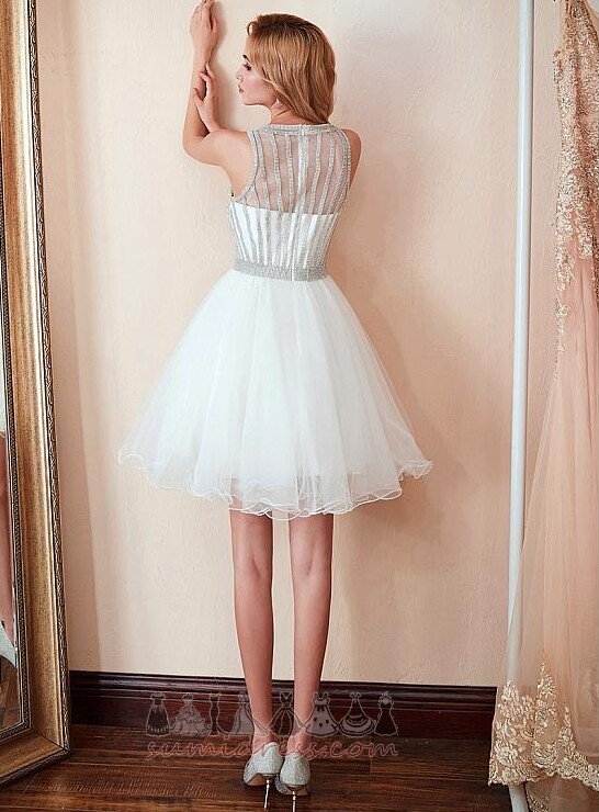 Abito da cocktail Tulle Cinghia in rilievo Corpetto ingioiellata Naturale Festoni Primavera