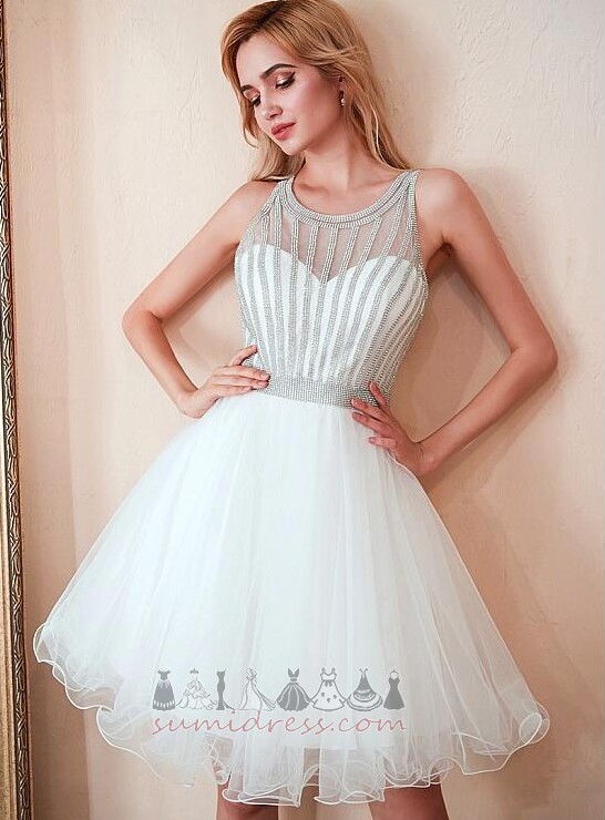 Abito da cocktail Tulle Cinghia in rilievo Corpetto ingioiellata Naturale Festoni Primavera