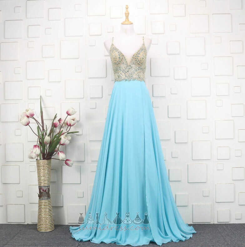 Abito da sera Chiffon Naturale Perline Schiena Nuda Sexy Stelle