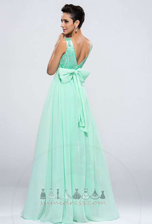Accented Bow Elegant Natural Waist Floor Length Backless A-Line Evening Dress