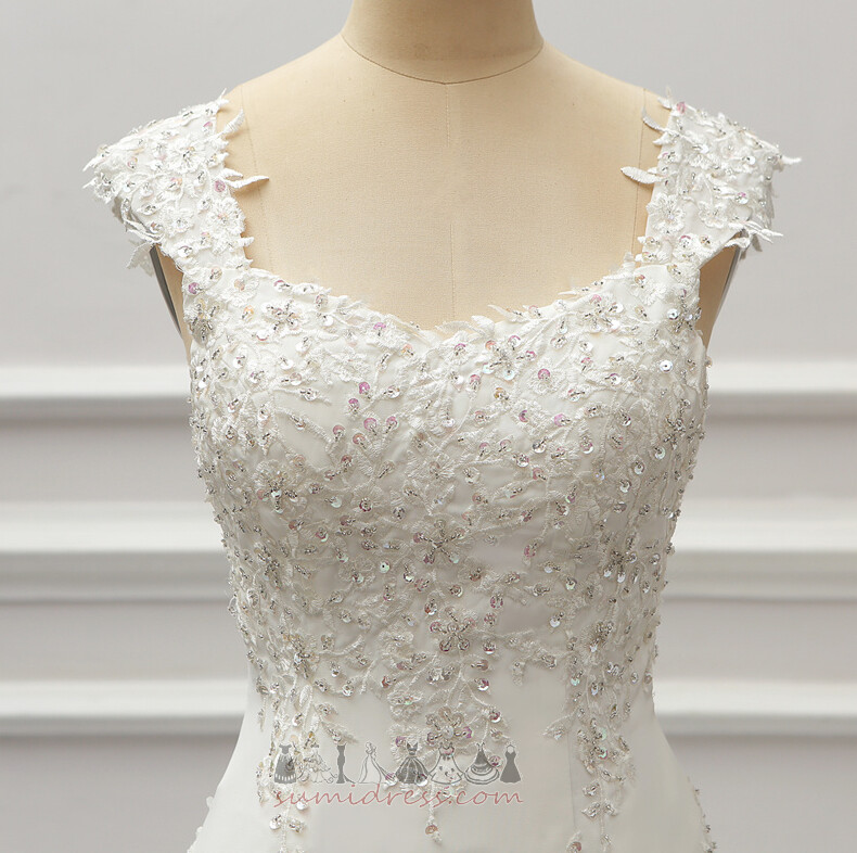 Aikštė Ilgai Gamtos juosmens Ornamento formavimas Berankovis Šifonas Vestuvinės suknelė