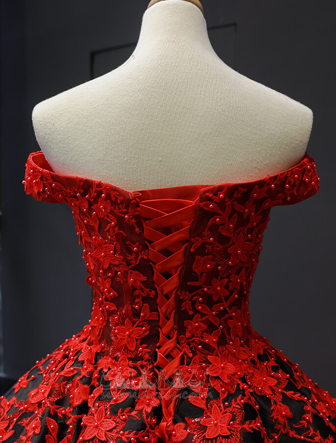 Ankel lengde Natural Midje Lace A-formet Off-the-Shoulder Høst Quinceanera kjole