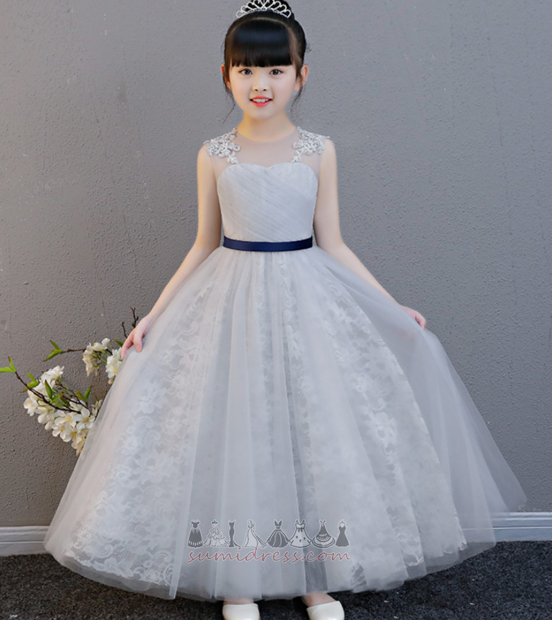 Ankle Length A-Line Natural Waist Applique Elegant Sleeveless Flower Girl Dress