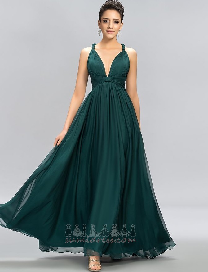 Ankle Length A-Line Natural Waist V-Neck Inverted Triangle Chiffon Evening Dress