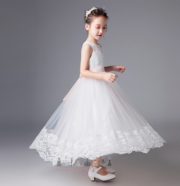 Ankle Length Bowknot Zipper Glamorous Fall Accented Bow Flower Girl gown