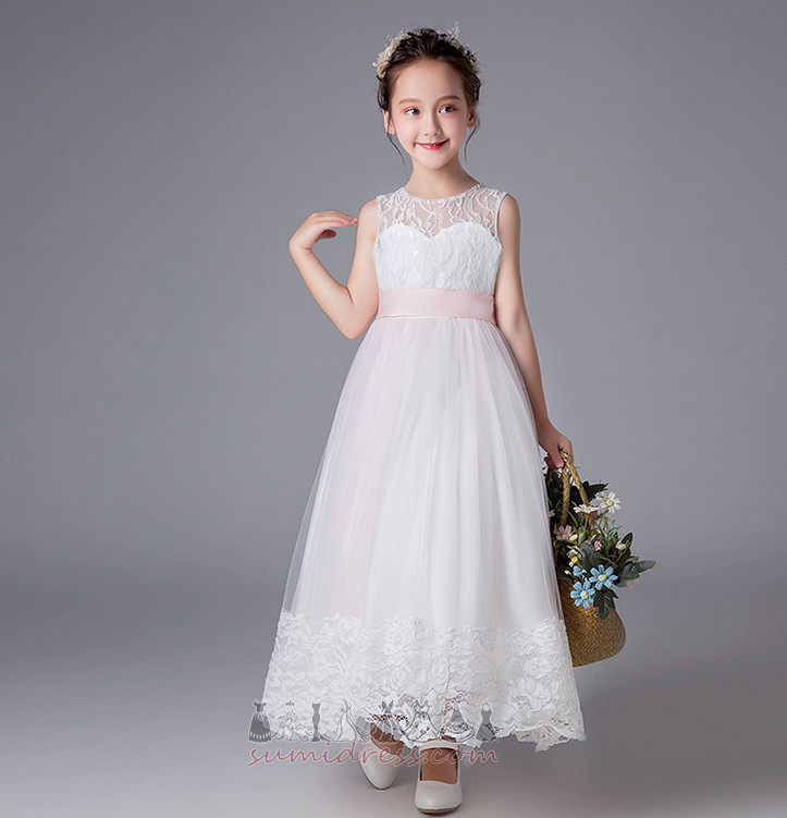 Ankle Length Bowknot Zipper Glamorous Fall Accented Bow Flower Girl gown