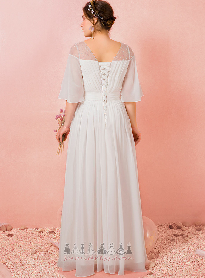 Ankle Length Chiffon Lace-up Loose Sleeves Short Sleeves A-Line Prom Dress
