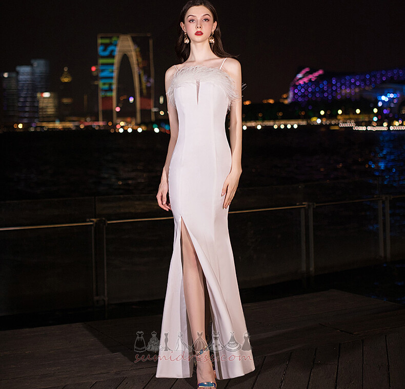 Ankle Length Fall Zipper Natural Waist Thigh-High Slit Sleeveless Prom Dress