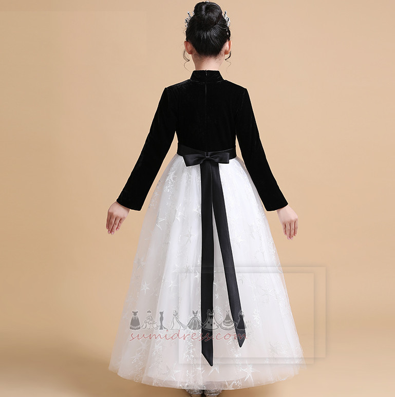Ankle Length Long Sleeves Elegant Zipper Up Show/Performance Flower Girl gown