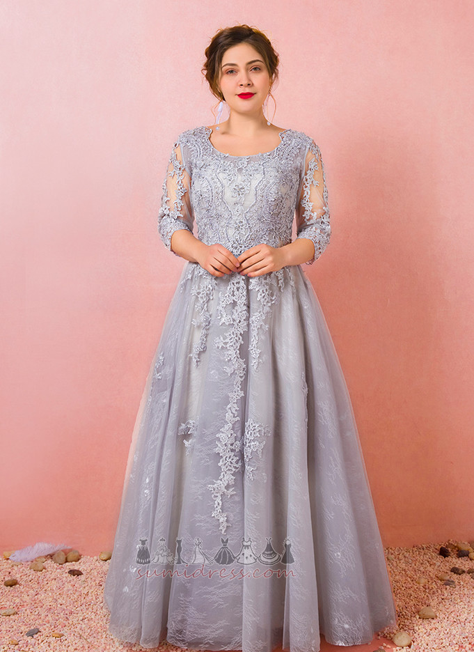 Ankle Length Natural Waist Long Sleeves Illusion Sleeves Sweep Train Elegant Prom Dress