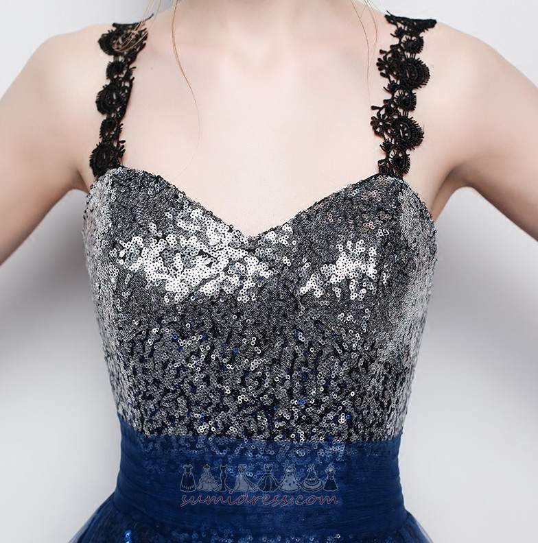 Ankle Length Sparkle Sequined Bodice Spring Spaghetti Straps Prom Dress