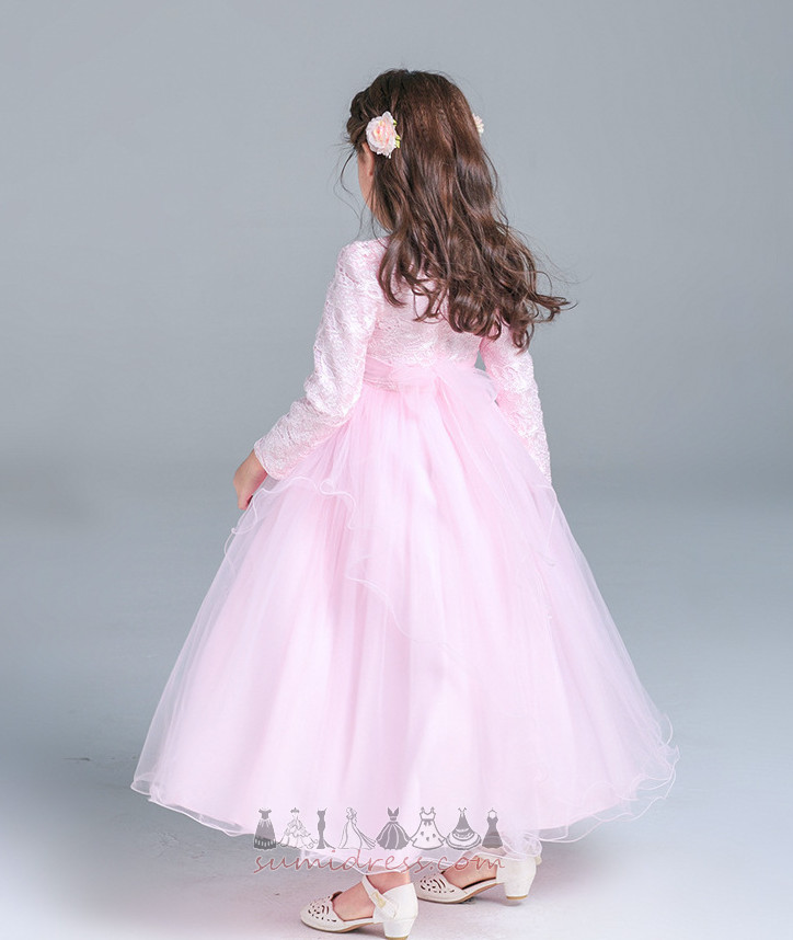 Ankle Length Sweep Train Formal T-shirt A-Line Lace Flower Girl Dress